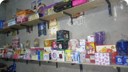 A small grocery shop selling souvenirs like mugs, and jugs, which SMRO established for a family in Egypt.